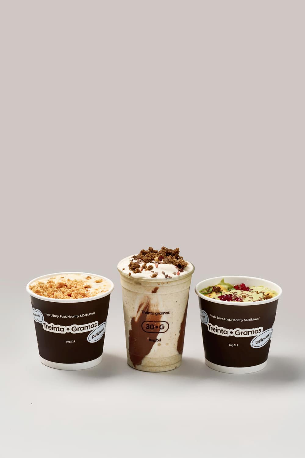 Lineup 30g — Bowls y batido del menú